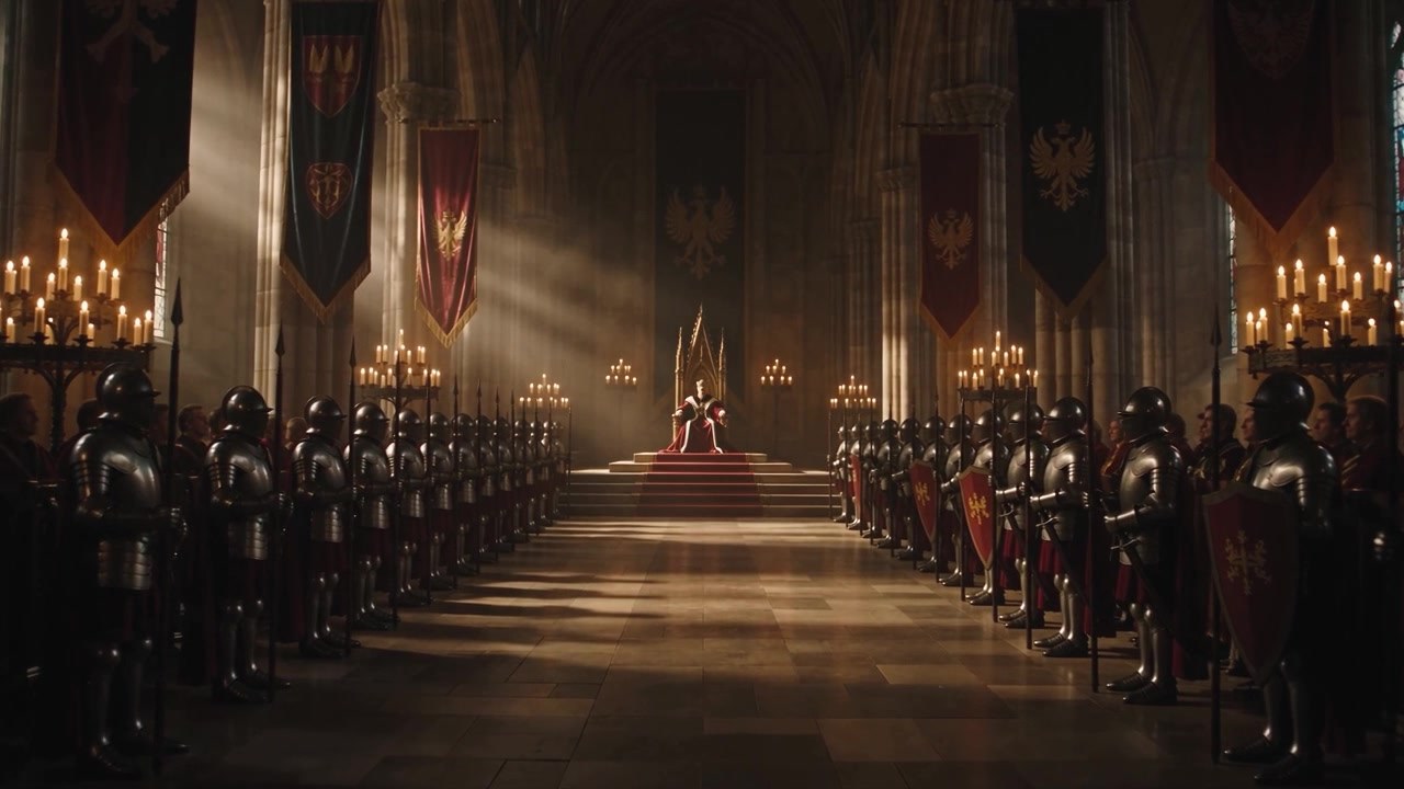A candlelit royal hall from the BAI-LEY AI Native showreel